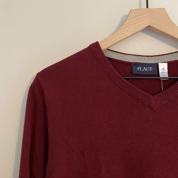 NWT Boy's 100% Cotton V-Neck Sweater Size XXL (16) The Children's Place - Picture 2 of 5
